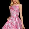 Sherri Hill - 53021 Floral Print Short Taffeta Pleated A-line Dress 1 Sherri Hill - 53021 Floral Print Short Taffeta Pleated A-line Dress