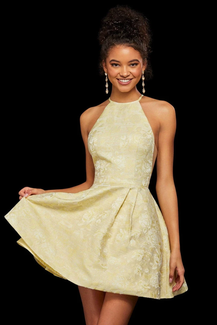 Sherri Hill - 53022 Short Halter Floral Print A-line Dress 5 Sherri Hill - 53022 Short Halter Floral Print A-line Dress