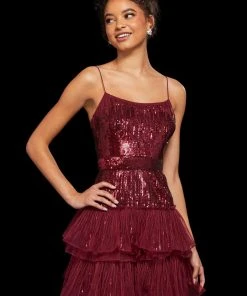 Sherri Hill - 53033 Sequined Drop-Waist Tiered Short Dress