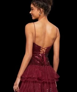 Sherri Hill - 53033 Sequined Drop-Waist Tiered Short Dress