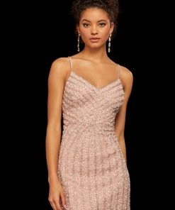 Sherri Hill - 53060 Fully Beaded V-neck Sheath Dress