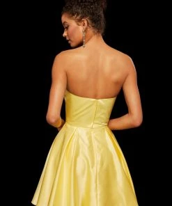 Sherri Hill - 53068 Short Beaded Strapless Satin A-line Dress