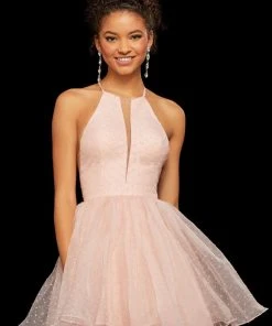 Sherri Hill - 53075 Short Illusion Inset Halter Lace Dress 11 Sherri Hill - 53075 Short Illusion Inset Halter Lace Dress