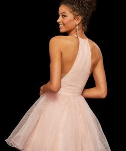 Sherri Hill - 53075 Short Illusion Inset Halter Lace Dress 10 Sherri Hill - 53075 Short Illusion Inset Halter Lace Dress