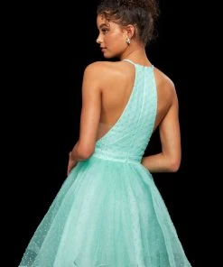Sherri Hill - 53075 Short Illusion Inset Halter Lace Dress 8 Sherri Hill - 53075 Short Illusion Inset Halter Lace Dress
