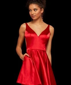 Sherri Hill - 53081 Sleeveless V-Neck Scoop Back A-Line Short Dress 16 Sherri Hill - 53081 Sleeveless V-Neck Scoop Back A-Line Short Dress