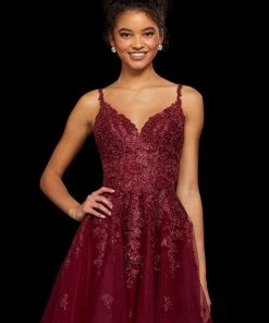 Sherri Hill - 53098 Trailing Lace Appliqued Short A Line Dress 13 Sherri Hill - 53098 Trailing Lace Appliqued Short A Line Dress