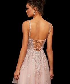 Sherri Hill - 53098 Trailing Lace Appliqued Short A Line Dress