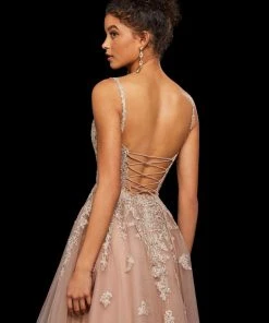 Sherri Hill - 53098 Trailing Lace Appliqued Short A Line Dress 12 Sherri Hill - 53098 Trailing Lace Appliqued Short A Line Dress