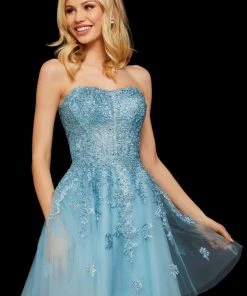 Sherri Hill - 53099 Beaded Lace Short Tulle A-line Dress
