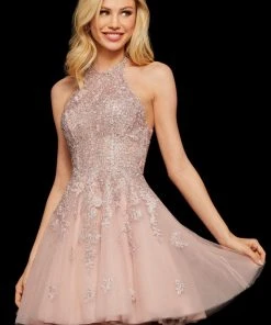 Sherri Hill - 53100 Beaded Lace Appliqued Short Dress