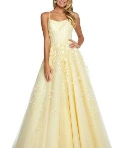 Sherri Hill - 53116 Floral Lace Appliqued Lace-up Back Ballgown