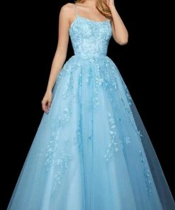 Sherri Hill - 53116 Floral Lace Appliqued Lace-up Back Ballgown