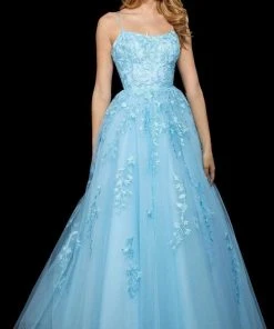 Sherri Hill - 53116 Floral Lace Appliqued Lace-up Back Ballgown