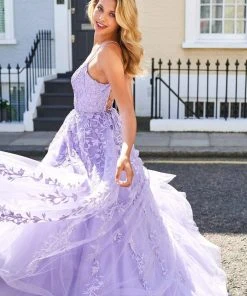 Sherri Hill - 53116 Floral Lace Appliqued Lace-up Ballgown