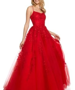 Sherri Hill - 53116 Floral Lace Appliqued Lace-up Ballgown