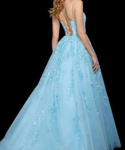 Sherri Hill - 53116 Floral Lace Appliqued Lace-up Ballgown