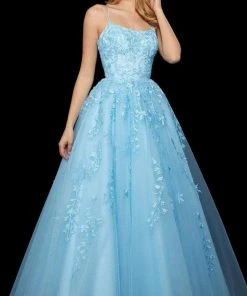 Sherri Hill - 53116 Floral Lace Appliqued Lace-up Ballgown