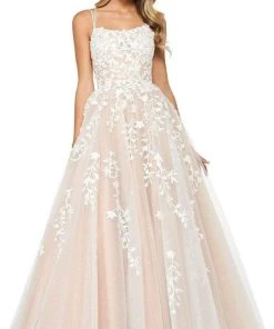 Sherri Hill - 53116 Floral Lace Appliqued Lace-up Ballgown