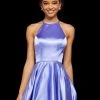 Sherri Hill - 53127 Halter Neck Racerback Satin Short Dress