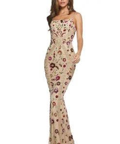 Sherri Hill - 53134 Beaded Lace Long Dress With Train