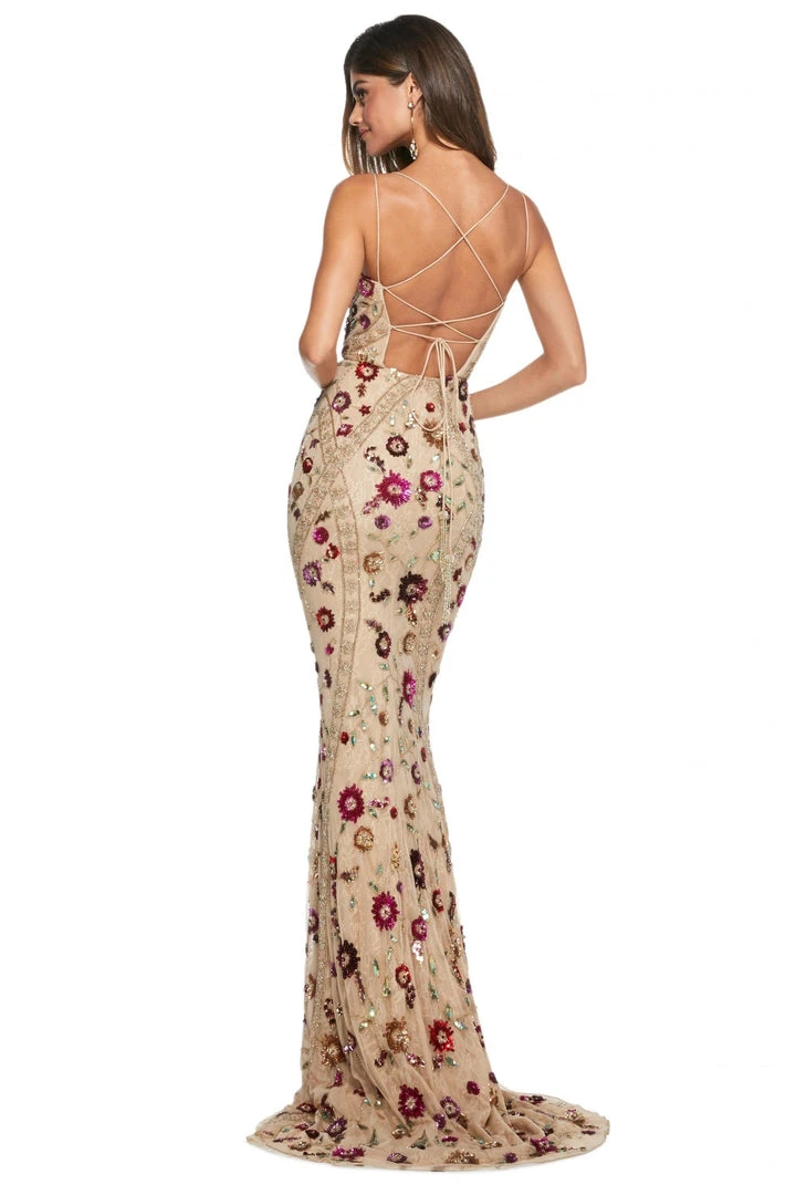 Sherri Hill - 53134 Beaded Lace Long Dress With Train 4 Sherri Hill - 53134 Beaded Lace Long Dress With Train