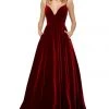 Sherri Hill - 53138 Sleeveless Deep V-neck Velvet A-line Dress 2 Sherri Hill - 53138 Sleeveless Deep V-neck Velvet A-line Dress