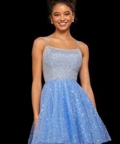 Sherri Hill - 53146 Lattice Textured Bodice Short Dress
