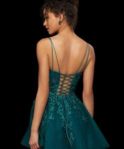 Sherri Hill - 53157 Lace Appliqued V-Neck A-Line Short Dress