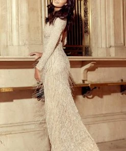 Sherri Hill - 53160 Bead-Fringed Long Sheath Dress