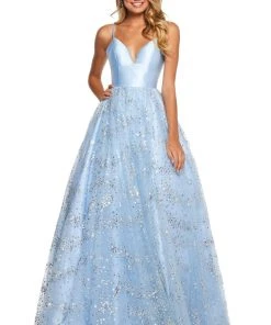 Sherri Hill - 53177 Embellished Deep V-neck Mikado Ballgown 8 Sherri Hill - 53177 Embellished Deep V-neck Mikado Ballgown