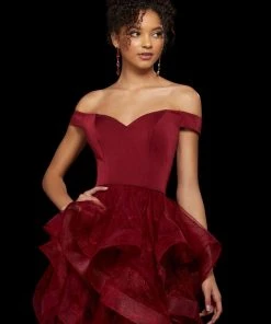 Sherri Hill - 53180 Short Off Shoulder Tiered Skirt Dress