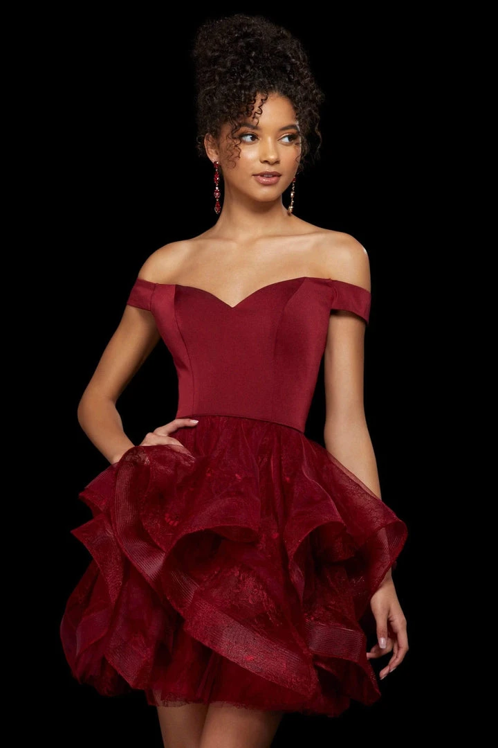 Sherri Hill - 53180 Short Off Shoulder Tiered Skirt Dress 3 Sherri Hill - 53180 Short Off Shoulder Tiered Skirt Dress