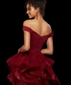 Sherri Hill - 53180 Short Off Shoulder Tiered Skirt Dress