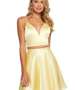 Sherri Hill - 53202 Two Piece Deep V-neck Satin A-line Dress 13 Sherri Hill - 53202 Two Piece Deep V-neck Satin A-line Dress