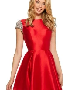 Sherri Hill - 53220 Beaded Bateau A-Line Short Dress