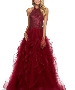 Sherri Hill - 53249 Lace Appliqued Ruffled Evening Dress