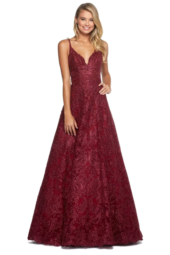 Sherri Hill - 53250 Beaded Lace Appliqued V-Neck Dress 3 Sherri Hill - 53250 Beaded Lace Appliqued V-Neck Dress