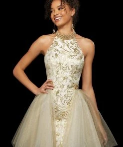 Sherri Hill - 53254 Short Beaded Jacquard Tulle A-line Dress