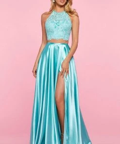 Sherri Hill - 53268 Two Piece Lace Halter Satin A-Line Dress