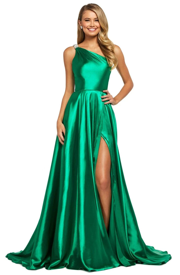 Sherri Hill - 53295 Embellished Single Shoulder Satin A-line Dress 3 Sherri Hill - 53295 Embellished Single Shoulder Satin A-line Dress