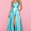 Sherri Hill - 53299 Deep V-Neck Satin A-line Dress 1 Sherri Hill - 53299 Deep V-Neck Satin A-line Dress