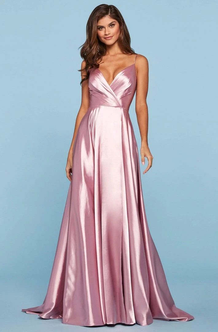 Sherri Hill - 53299 Deep V-Neck Satin A-line Dress 10 Sherri Hill - 53299 Deep V-Neck Satin A-line Dress
