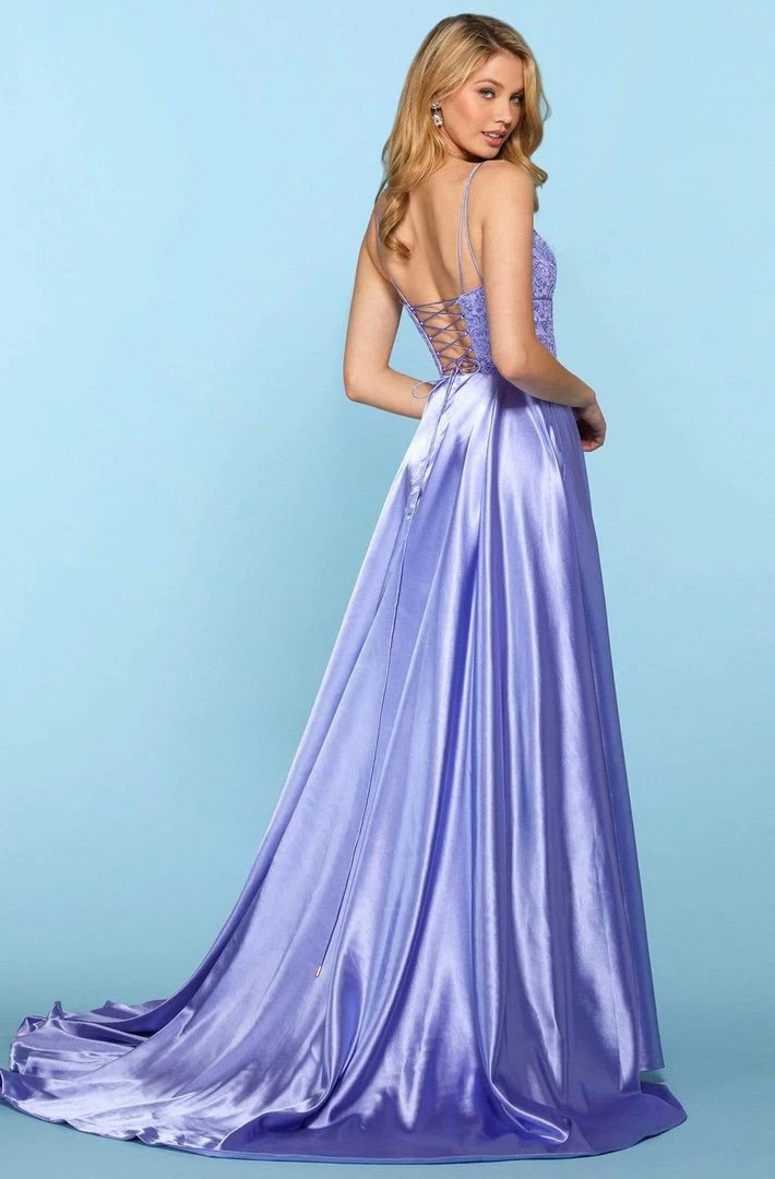 Sherri Hill - 53300 Embroidered Straight Neck A-line Gown 4 Sherri Hill - 53300 Embroidered Straight Neck A-line Gown