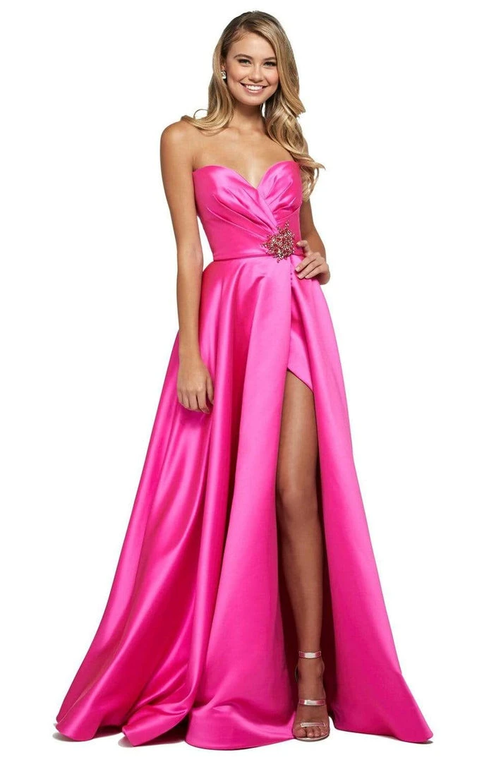 Sherri Hill - 53308 Strapless Sweetheart High Slit Satin Dress 3 Sherri Hill - 53308 Strapless Sweetheart High Slit Satin Dress