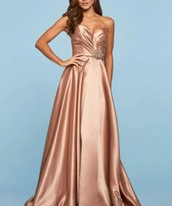 Sherri Hill - 53308 Strapless Sweetheart High Slit Satin Dress 16 Sherri Hill - 53308 Strapless Sweetheart High Slit Satin Dress