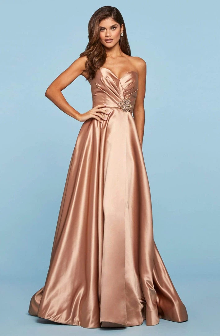 Sherri Hill - 53308 Strapless Sweetheart High Slit Satin Dress 9 Sherri Hill - 53308 Strapless Sweetheart High Slit Satin Dress