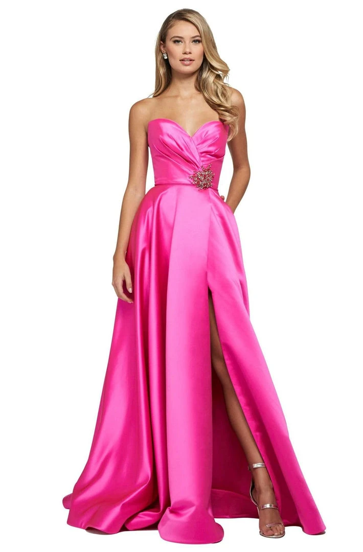 Sherri Hill - 53308 Strapless Sweetheart High Slit Satin Dress 5 Sherri Hill - 53308 Strapless Sweetheart High Slit Satin Dress