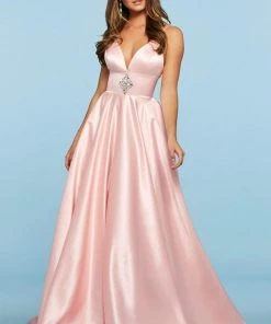 Sherri Hill - 53312 Beaded Deep V-neck A-line Dress