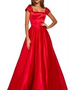 Sherri Hill - 53314 Square Neck Mikado Pleated A-Line Dress